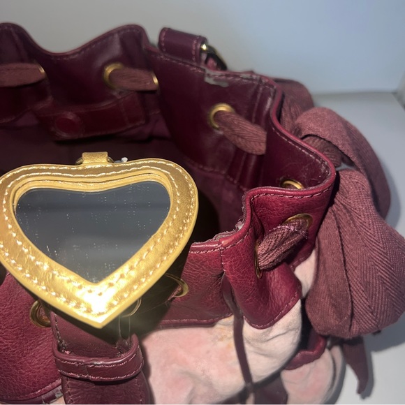 Vintage Pink JUICY couture bag purse Y2K preloved velour tote RARE hearts - Picture 11 of 15